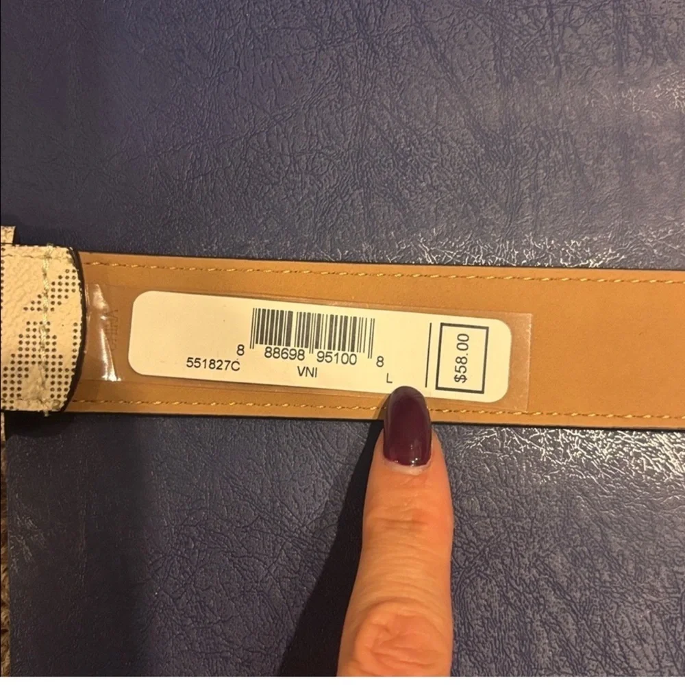 Michael Kors Signature White and Gold Belt